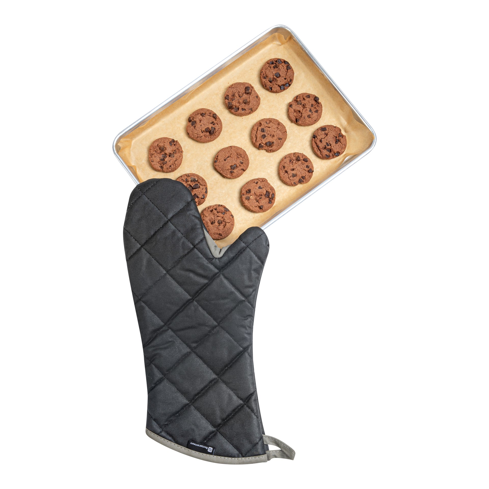 RW Threads Black Cotton Oven Mitt - Flame Retardant, with Thumb Guard - 17" x 8" x 1/2" - 1 count box