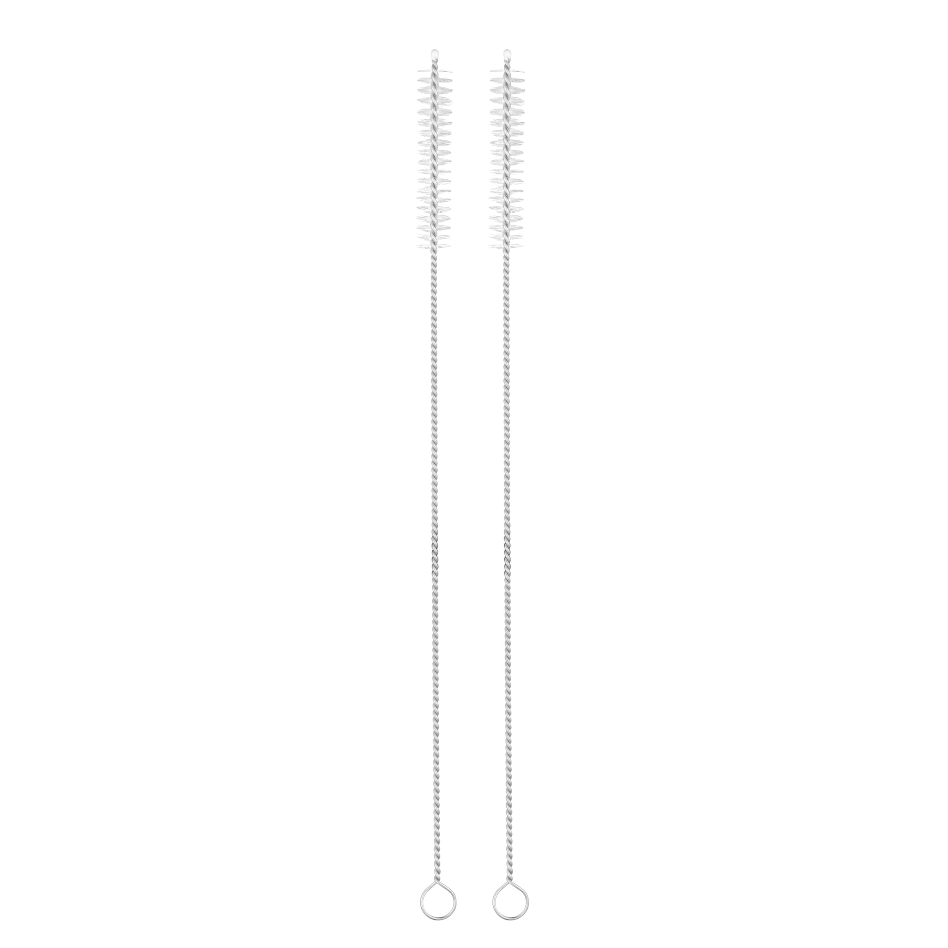 Bar Lux Silver Stainless Steel Straw Cleaning Brush - Reusable - 9 1/2" x 1" x 1" - 2 count box