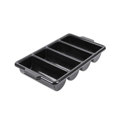 RW Clean Black Plastic Cutlery Box - 4 Compartments, with Handles - 22