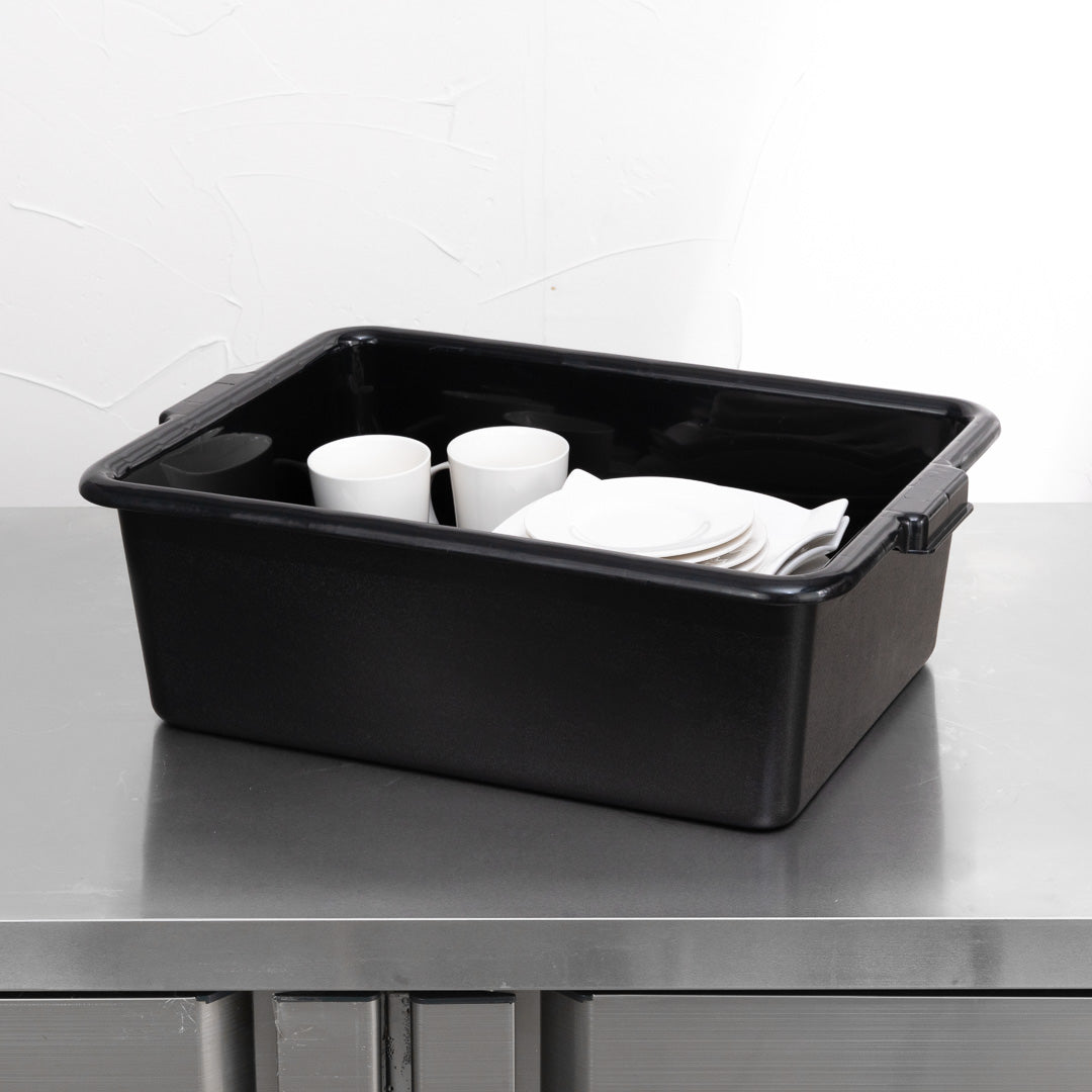 RW Clean Black Plastic Bus Tub - Deep, Easy Grip - 22" x 15 3/4" x 7" - 1 count box