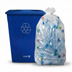 RW Clean Blue Plastic Recycling Trash Can Lid - Fits 23 gal Slim Trash Can - 22