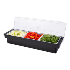 Bar Lux Black Plastic Condiment Caddy - 3 Compartments - 19 1/2