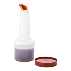 Bar Lux 0.5 qt Plastic Quick Pour Storage Container Bottle - with Brown Spout and Lid - 3 1/2