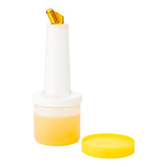 Bar Lux 0.5 qt Plastic Quick Pour Storage Container Bottle - with Yellow Spout and Lid - 3 1/2