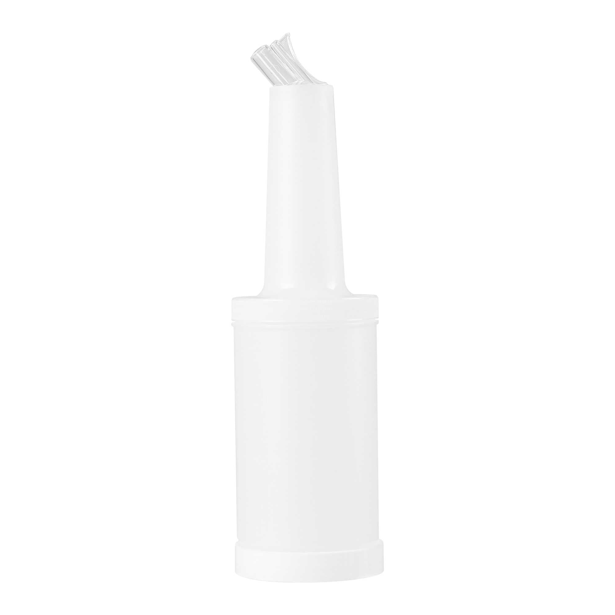 Bar Lux 1 qt Plastic Quick Pour Storage Container Bottle - with Clear Spout and Lid - 3 1/2" x 3 1/2" x 13" - 1 count box