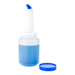 Bar Lux 2 qt Plastic Quick Pour Storage Container Bottle - with Blue Spout and Lid - 4 3/4