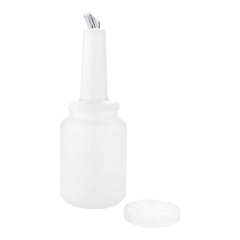 Bar Lux 2 qt Plastic Quick Pour Storage Container Bottle - with Clear Spout and Lid - 4 3/4" x 4 3/4" x 13 3/4" - 10 count box