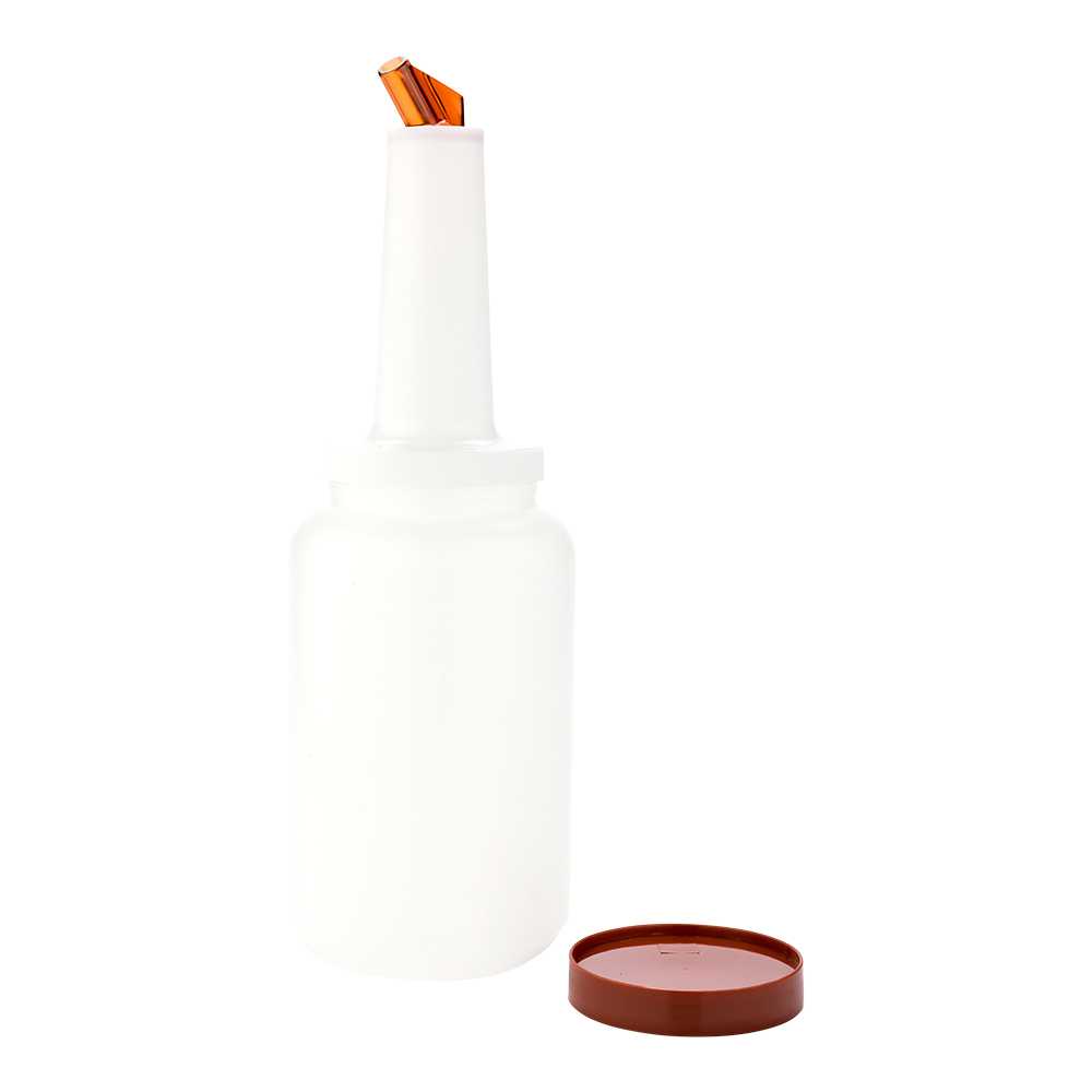 Bar Lux 2.5 qt Plastic Quick Pour Storage Container Bottle - with Brown Spout and Lid - 5" x 5" x 15" - 10 count box