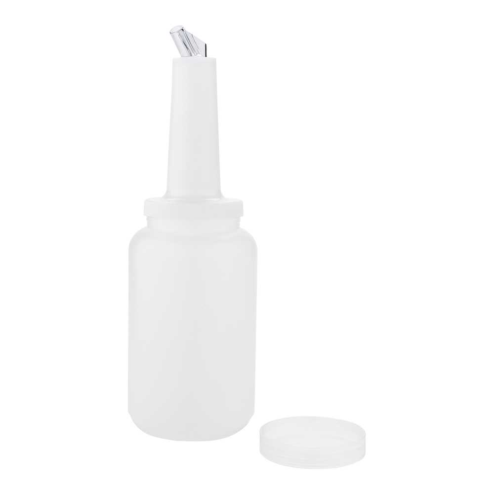 Bar Lux 2.5 qt Plastic Quick Pour Storage Container Bottle - with Clear Spout and Lid - 5" x 5" x 15" - 10 count box