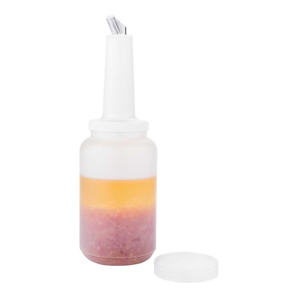 Bar Lux 2.5 qt Plastic Quick Pour Storage Container Bottle - with Clear Spout and Lid - 5" x 5" x 15" - 10 count box
