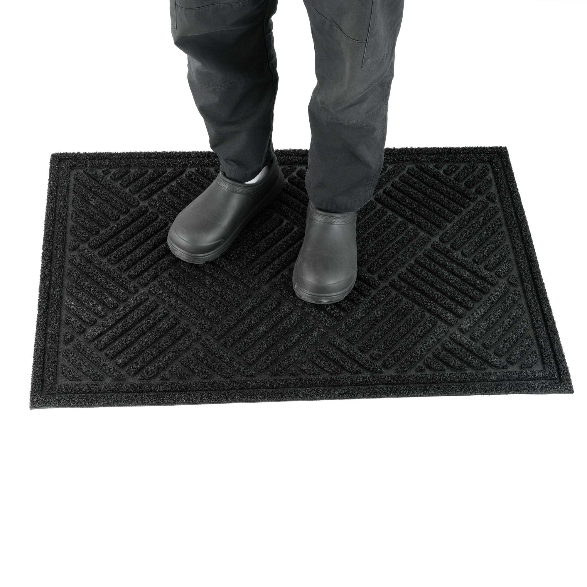 Comfy Feet Black Heavy-Duty Outdoor Floor Mat - Diamond - 36" x 24" - 1 count box