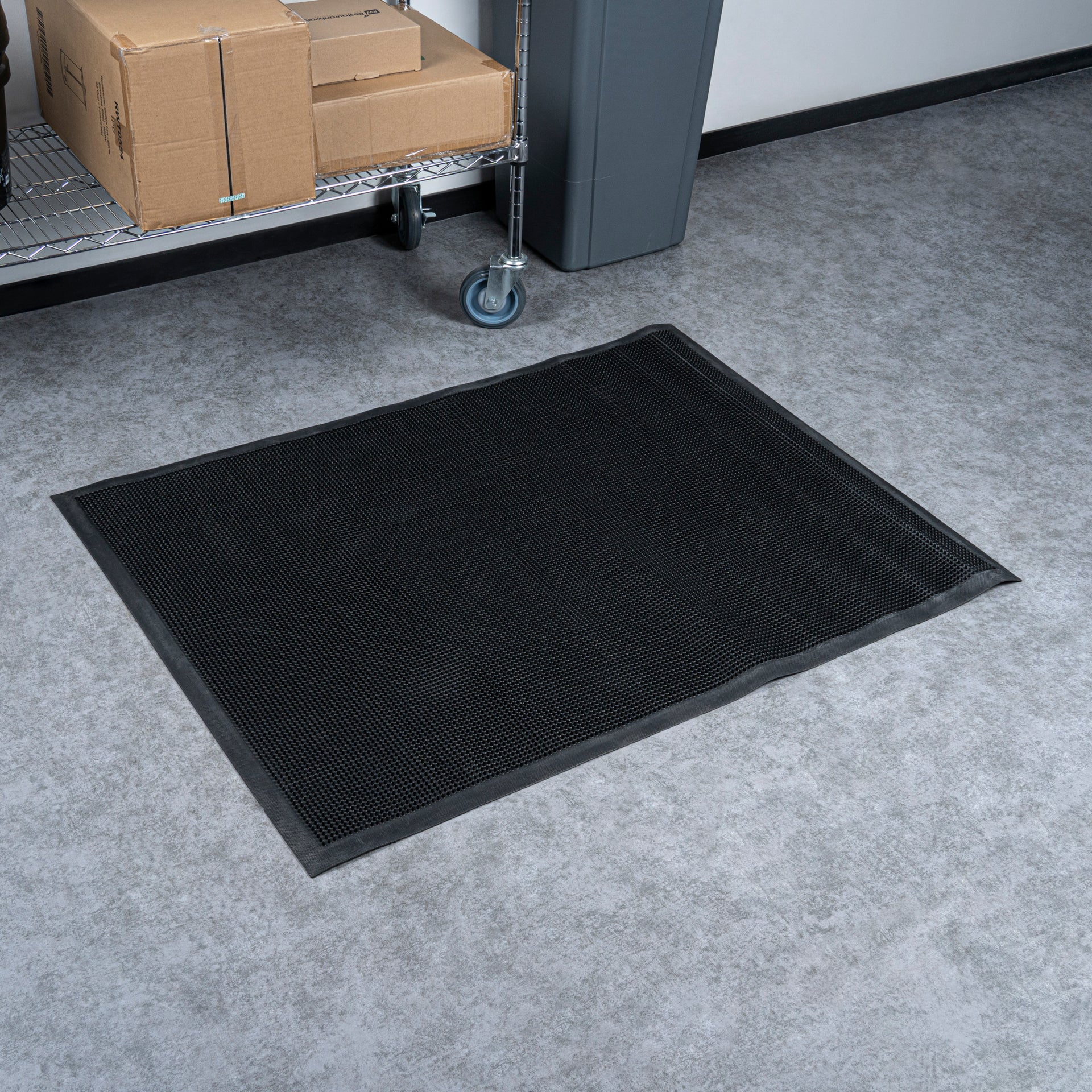 Comfy Feet Black Rubber Floor Mat - Non-Slip - 48" x 36" - 1 count box