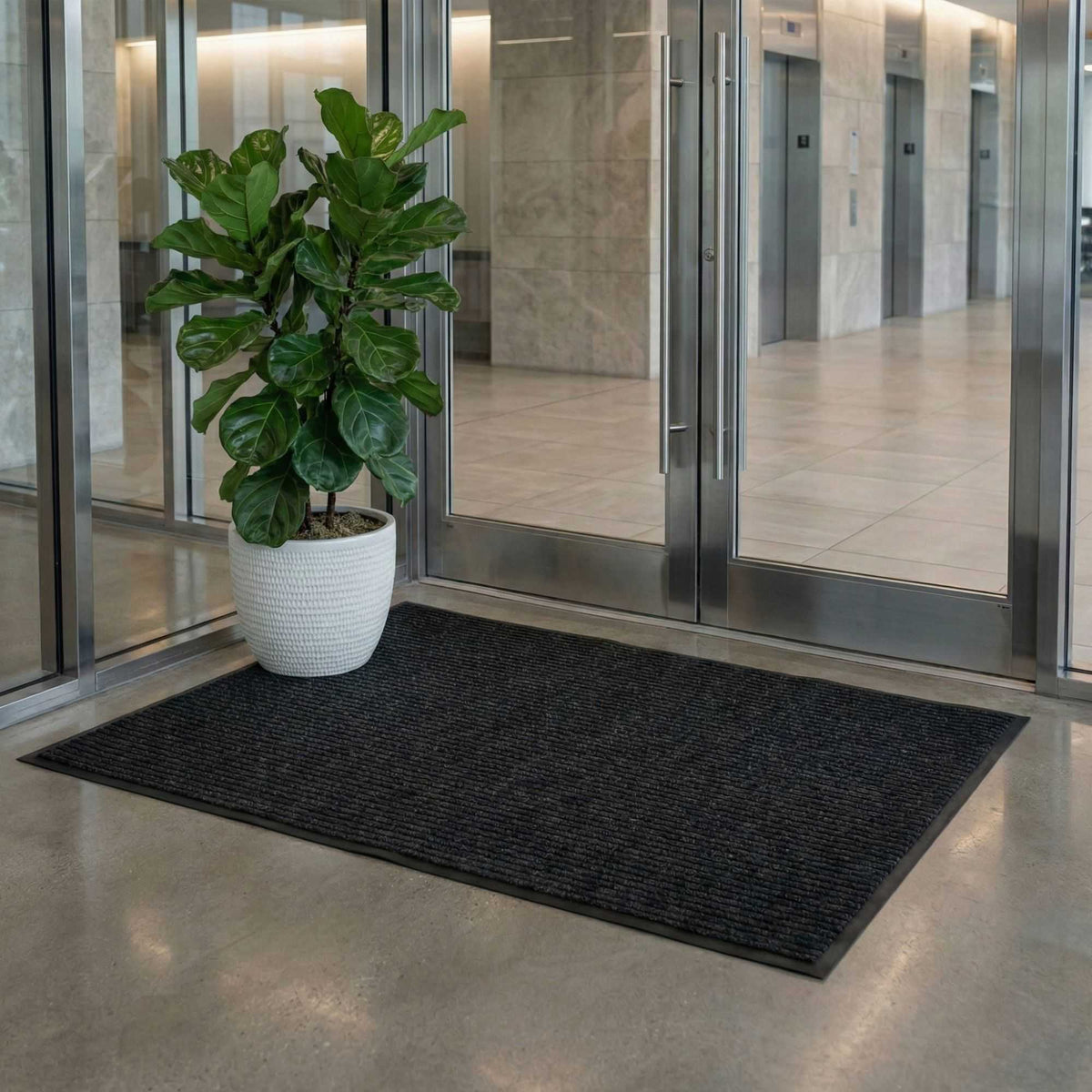 Comfy Feet Black Carpet Floor Mat - Ribbed - 60" x 36" - 1 count box