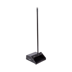 RW Clean Black Plastic Lobby Dustpan - with Handle, Broom Clip - 11 3/4