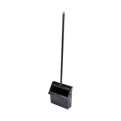 RW Clean Black Plastic Lobby Dustpan - with Handle, Broom Clip - 11 3/4