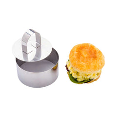 Pastry Tek Stainless Steel Round Pastry Ring Mold - with Press - 3