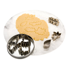 Pastry Tek 7-Piece Metal Leaf Cookie Cutter Set in Round Tin Box 1 count box
