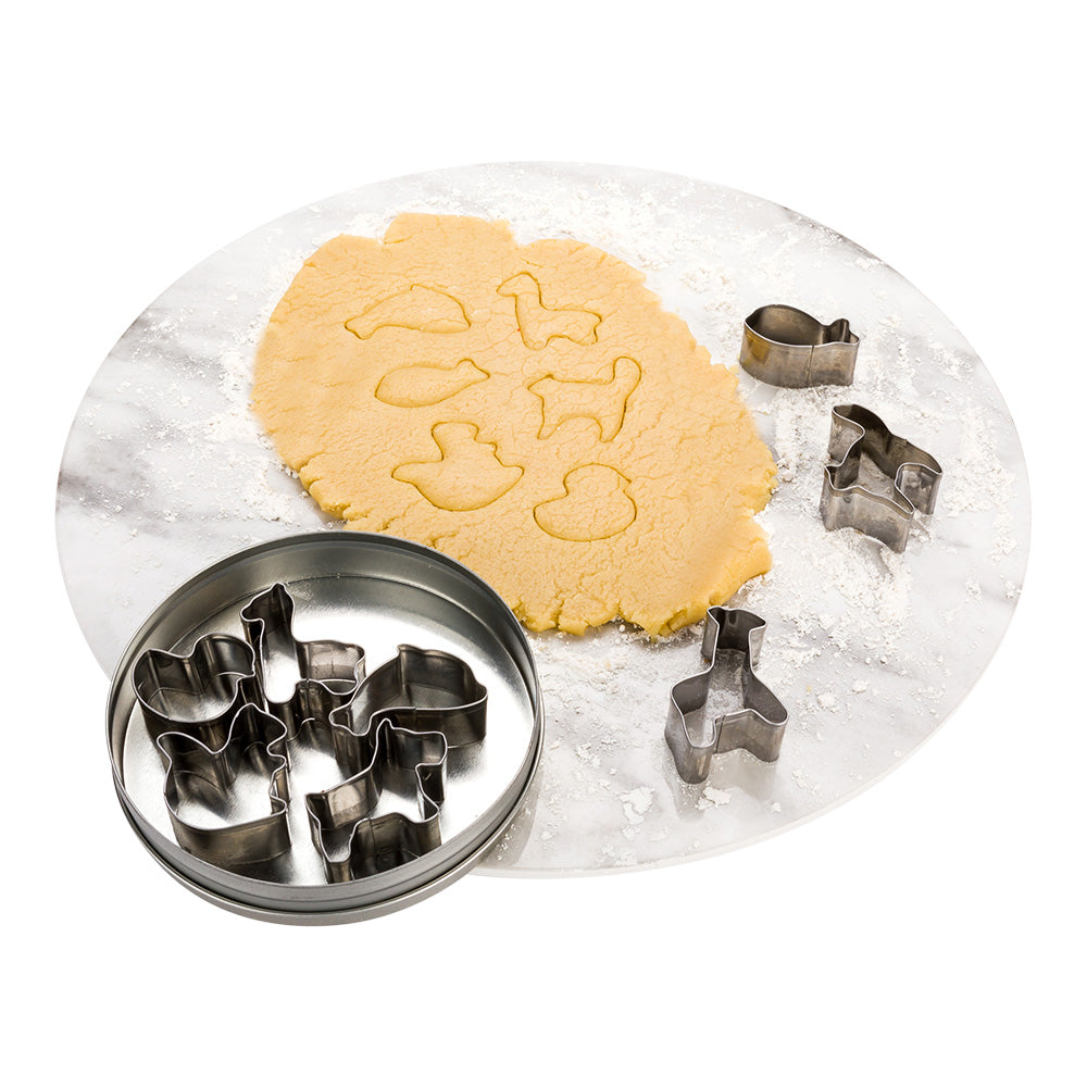Pastry Tek 8-Piece Metal Animal Cookie Cutter Set in Round Tin Box 1 ...