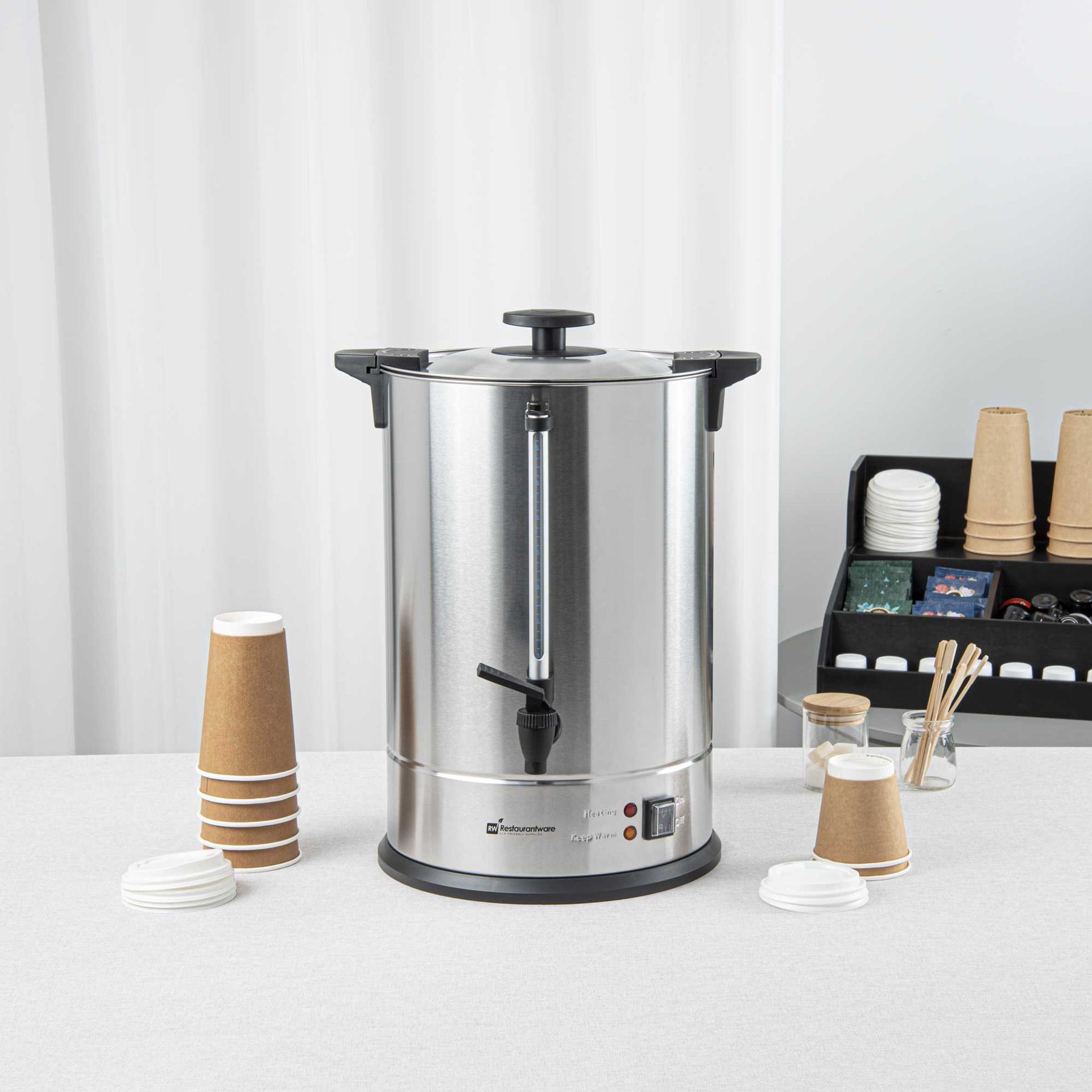 Restpresso Stainless Steel Electric Coffee Percolator / Urn - 1500W, 110 Cup - 1 count box