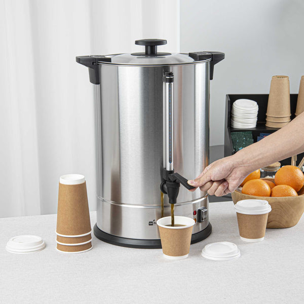 Restaurantware Coffee Urn 110-Cup Large Capacity Hot Beverage Dispenser Double Wall Insulated Design Stainless Steel Ideal For Hotel Breakfasts and Of