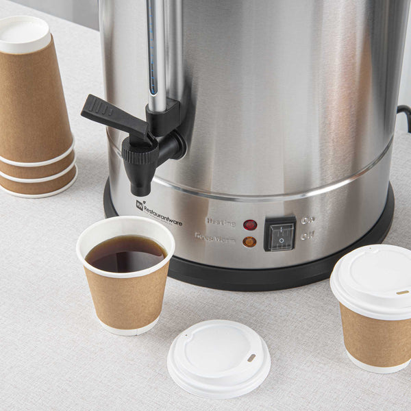Restaurantware Coffee Urn 110-Cup Large Capacity Hot Beverage Dispenser Double Wall Insulated Design Stainless Steel Ideal For Hotel Breakfasts and Of