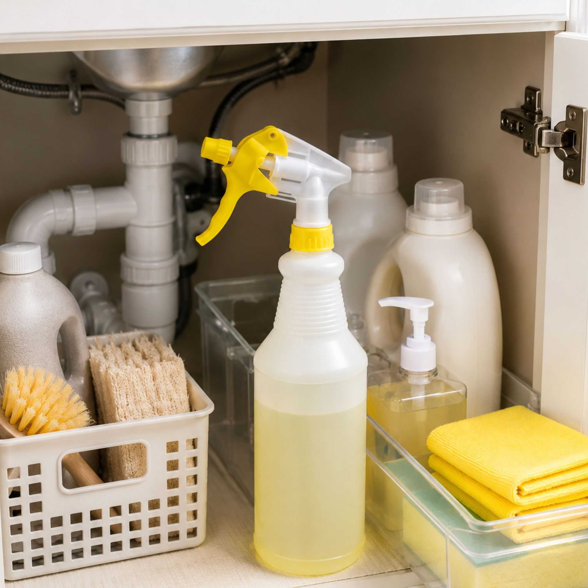 RW Clean 25 oz Yellow Plastic Spray Bottle - Adjustable Nozzle - 1 count box