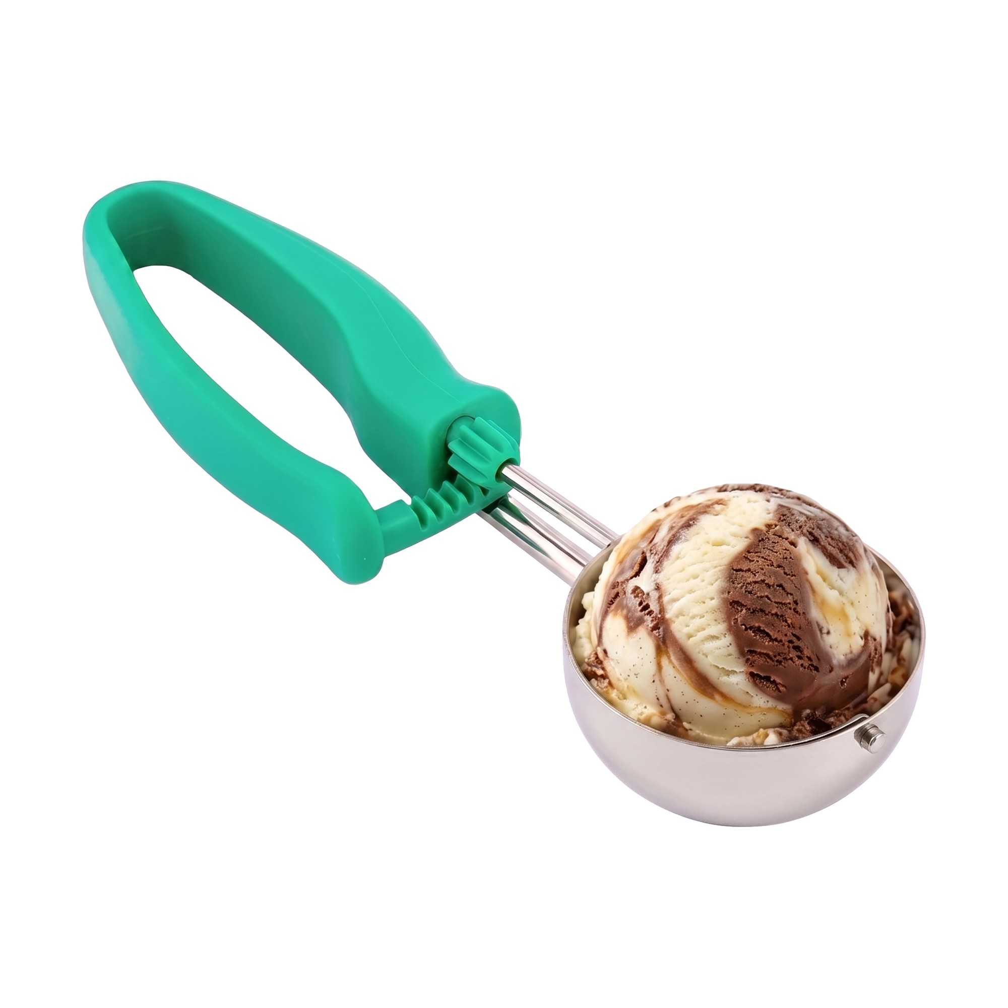 Comfy Grip 2.5 oz Stainless Steel #12 Portion Scoop - with Green Ambidextrous Handle - 1 count box