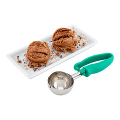 Comfy Grip 2.5 oz Stainless Steel #12 Portion Scoop - with Green Ambidextrous Handle - 40 count box