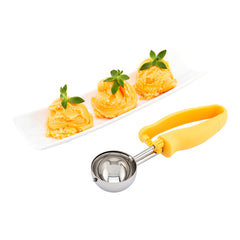 Comfy Grip 2 oz Stainless Steel #20 Portion Scoop - with Yellow Ambidextrous Handle - 1 count box