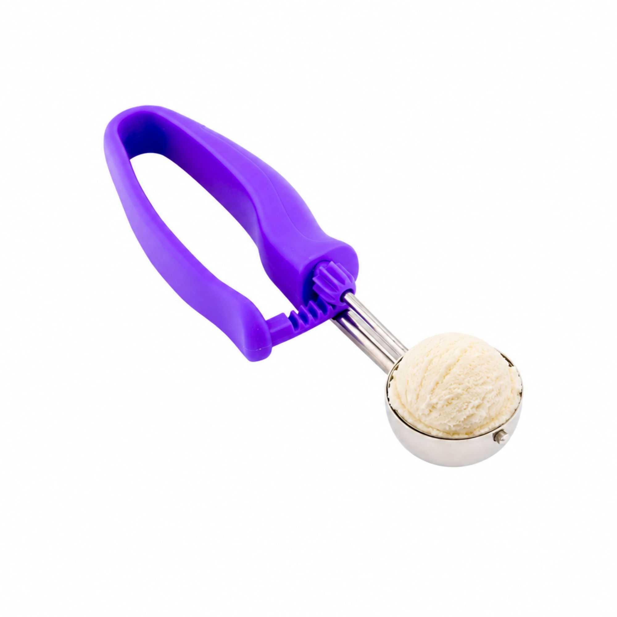 Comfy Grip 0.8 oz Stainless Steel #40 Portion Scoop - with Purple Ambidextrous Handle - 1 count box