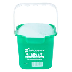 RW Clean 3 Qt Square Green Plastic Cleaning Bucket - with Plastic Handle - 7