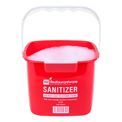 RW Clean 8 Qt Square Red Plastic Sanitizing Bucket - with Plastic Handle - 9 3/4