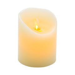 Fire Tek Ivory Plastic Flameless Pillar Candle - Real Wax, Programmable - 3 1/4