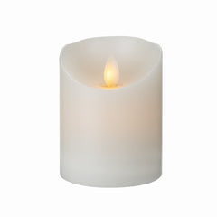 Fire Tek White Plastic Flameless Pillar Candle - Real Wax, Programmable - 3 1/4