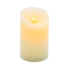 Fire Tek Ivory Plastic Flameless Pillar Candle - Real Wax, Programmable - 3