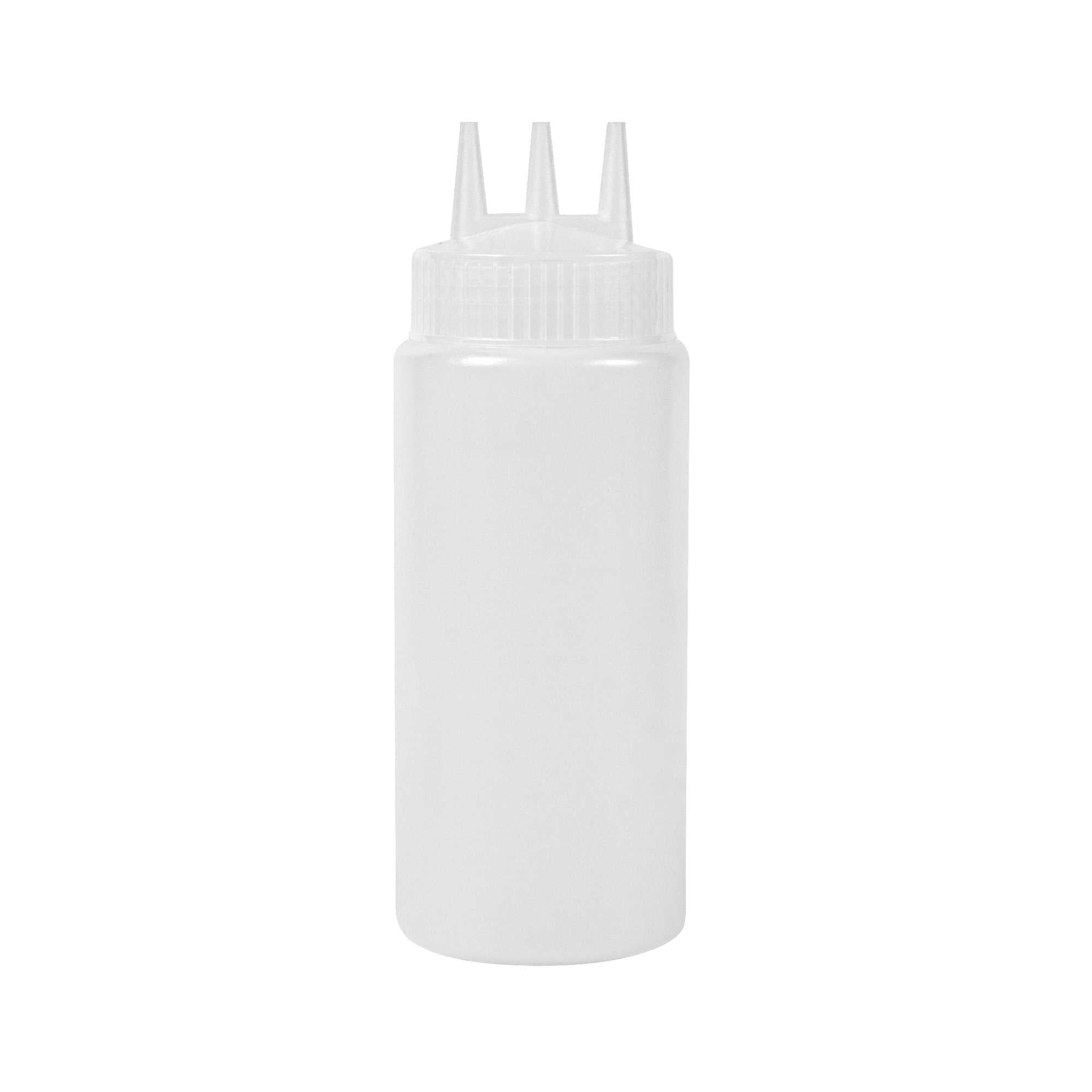 Sauce Tek 16 oz Clear Plastic All-Purpose Squeeze Bottle - with Triple Dispersion Tip - 6 count box