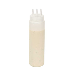 Sauce Tek 24 oz Clear Plastic All-Purpose Squeeze Bottle - with Triple Dispersion Tip - 90 count box