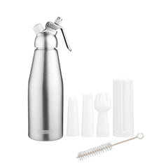 Whip Tek 1L Aluminum Whipped Cream Dispenser - with 3 Plastic Decorator Tips - 12 count box