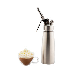 Whip Tek 0.5L Stainless Steel Professional Whipped Cream Dispenser - with 3 Decorator Tips - 1 count box