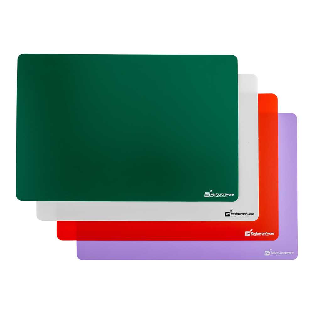 Chef 101 Rectangle Assorted Plastic Flexible Cutting Board / Chopping Mat Set - Includes 4 Mats - 18" x 12" - 6 count box