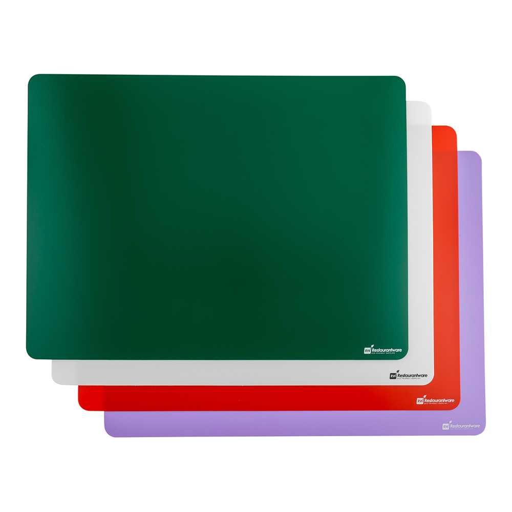 Chef 101 Rectangle Assorted Plastic Flexible Cutting Board / Chopping Mat Set - Includes 4 Mats - 24" x 18" - 6 count box