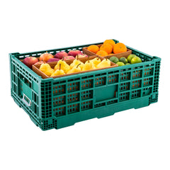 Cater Tek Rectangle Green Plastic 36L Collapsible Milk Crate - Stackable - 23 1/2
