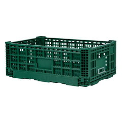 Cater Tek Rectangle Green Plastic 36L Collapsible Milk Crate - Stackable - 23 1/2