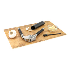 Met Lux Black Stainless Steel Garlic Press / Peeler - with Easy Clean Brush - 1 count box