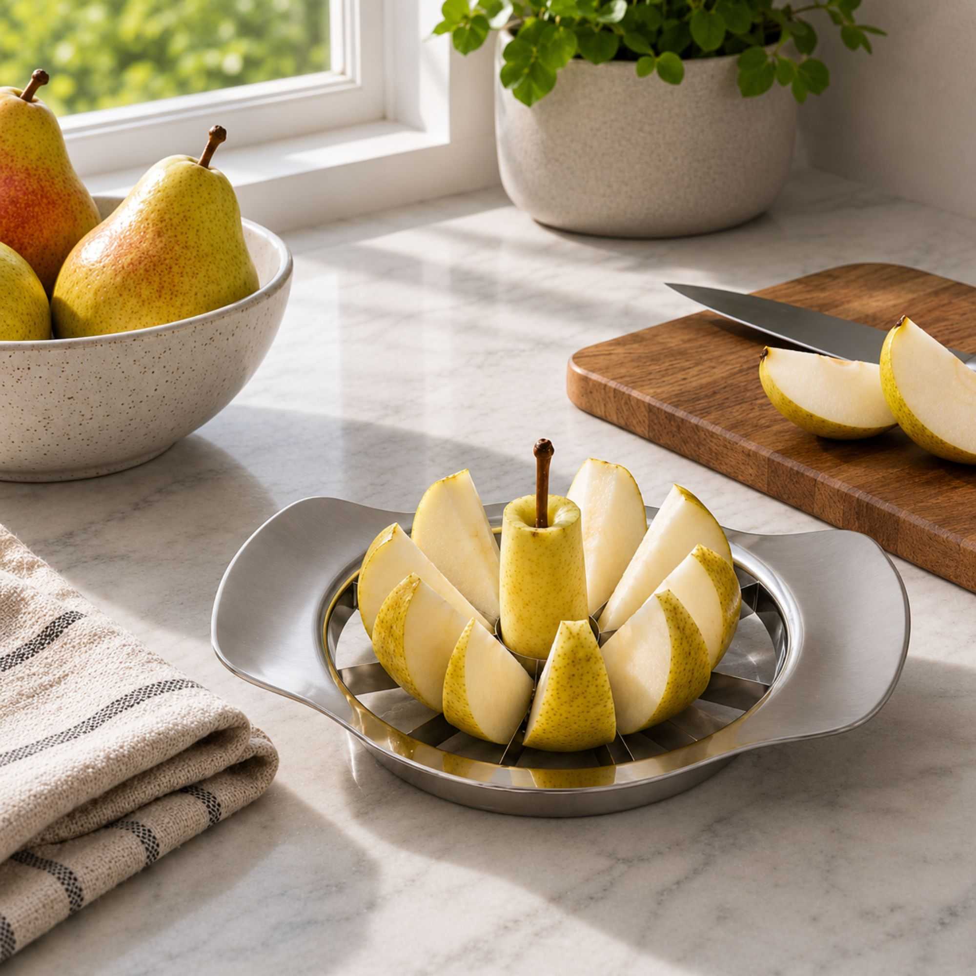Met Lux Stainless Steel Apple Corer / Slicer - with Handles - 1 count box