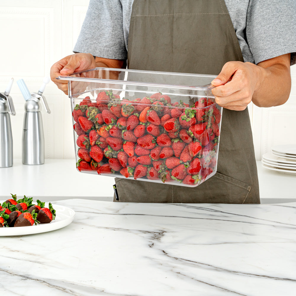 Met Lux Rectangle Clear Plastic 1/3 Size Cold Food Storage Container ...