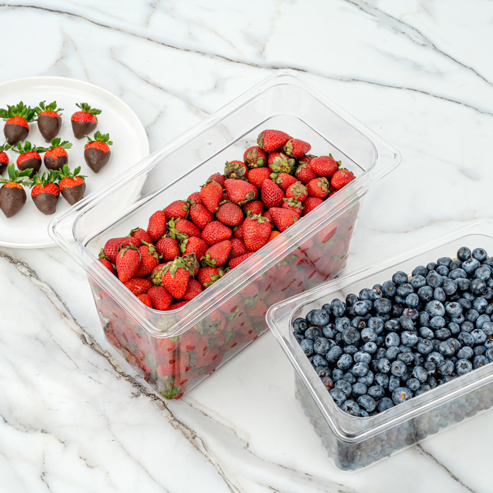 Met Lux Rectangle Clear Plastic 1/3 Size Cold Food Storage Container ...