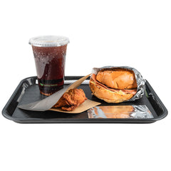 Rectangle Black Plastic Fast Food Tray - 10