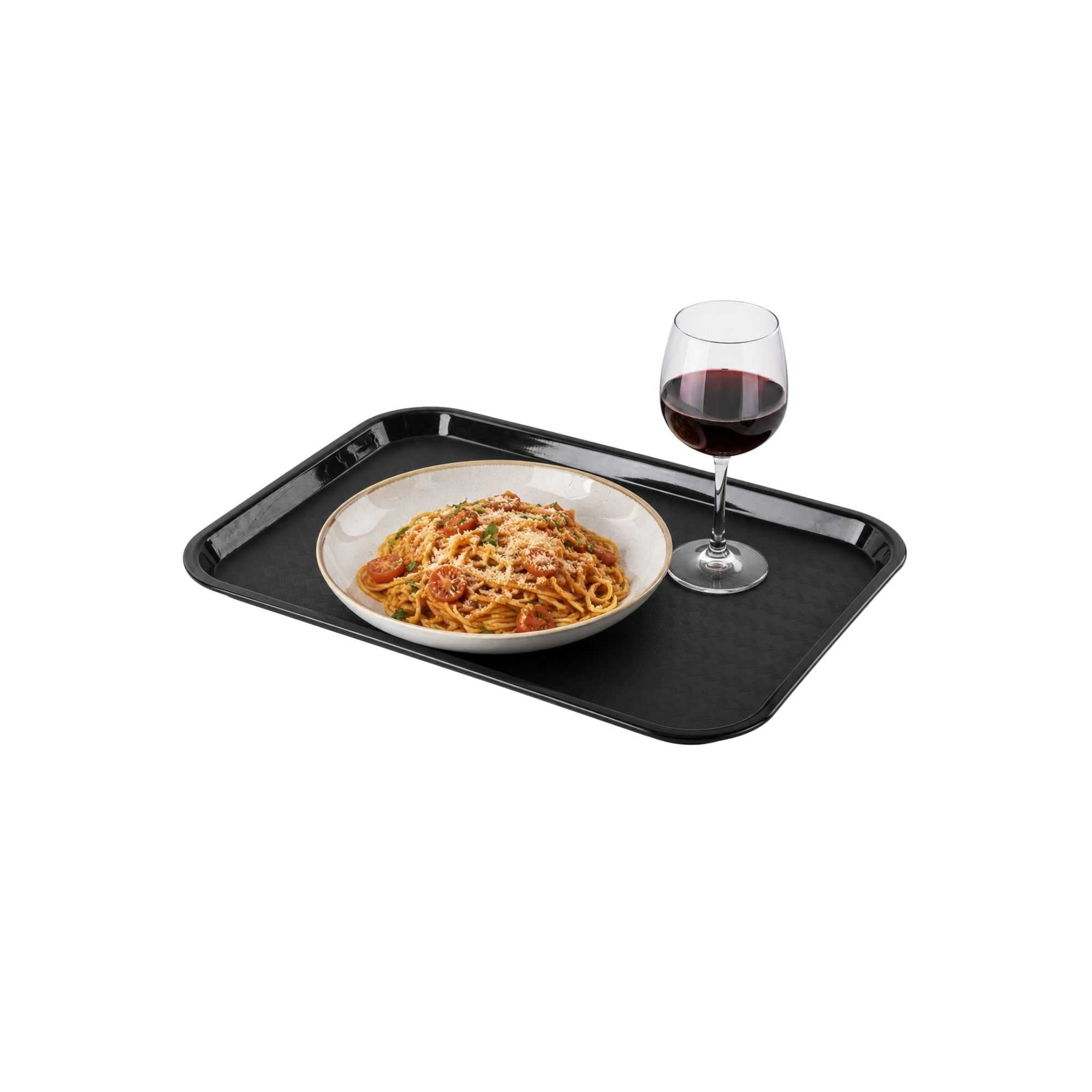 Chef 101 Rectangle Black Plastic Fast Food Tray - 12" x 16" - 50 count box