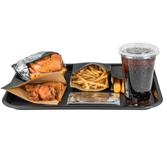 Rectangle Black Plastic Fast Food Tray - 12